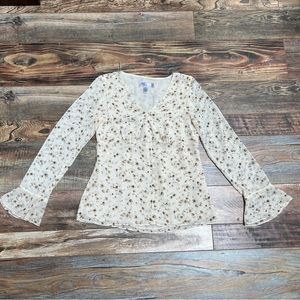 Nine & Co Floral Bohemian Flowy Sleeve Blouse Size 6